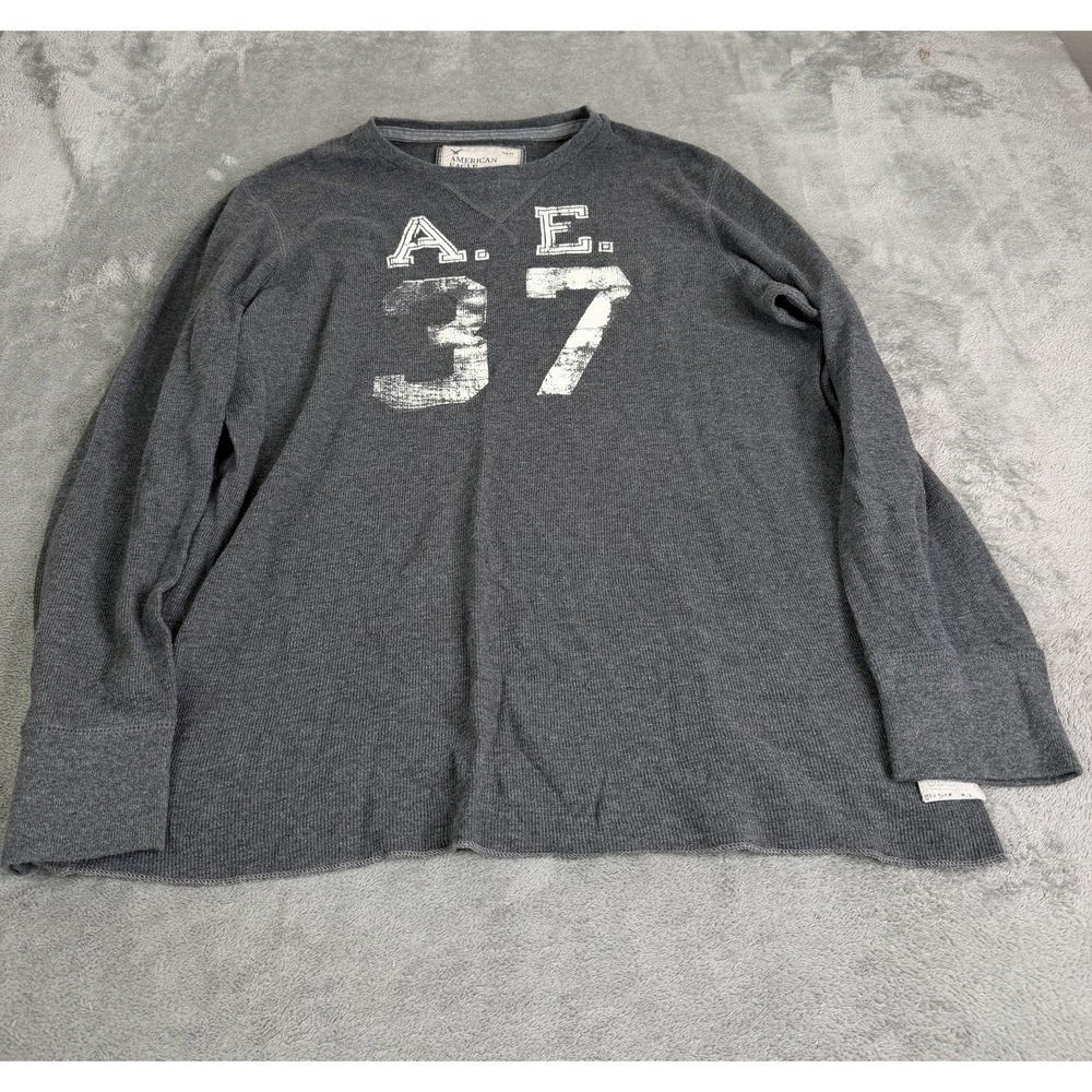Vintage Y2K American Eagle Long Sleeve T Shirt Men's Size XL Gray
